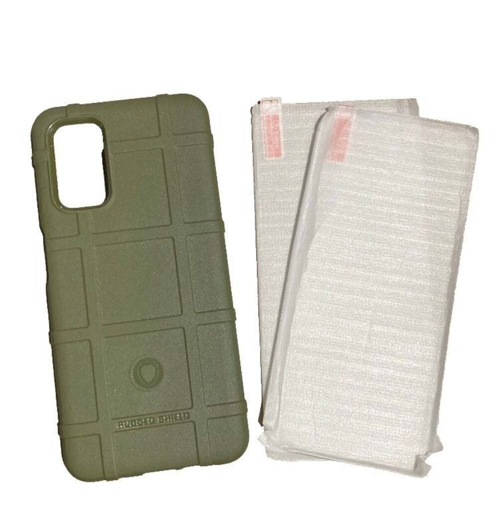 Rugged Shield Olive Green Phone Case with Screen Protector